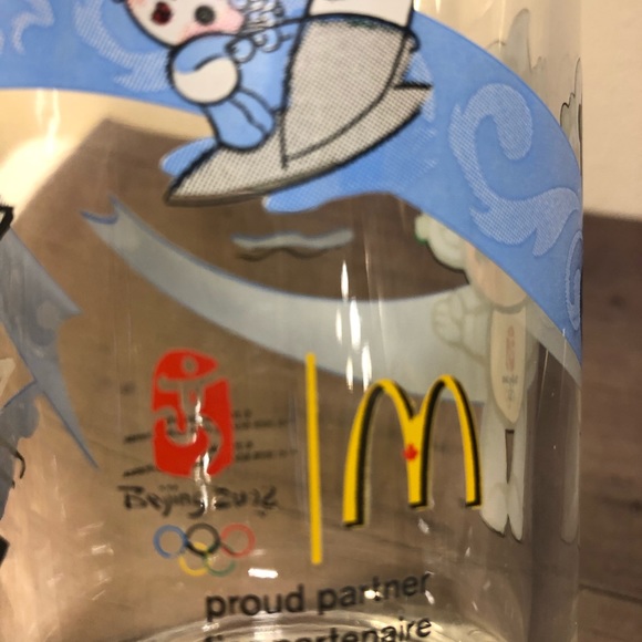 Mcdonalds 2008 Beijing Olympic Glass Cup Blue Mascot BeiBei 5" tall - Picture 8 of 8